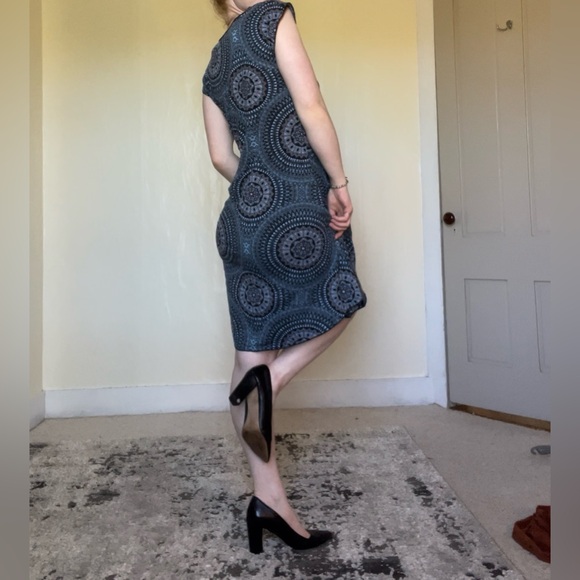 Mexicali Blues Casual Blue and Gray A-line Midi Dress Comfy Stretch Boho Summer - Picture 7 of 11
